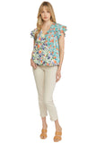 Mixed Print Surplice Top
