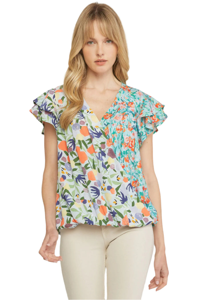 entro mixed print top