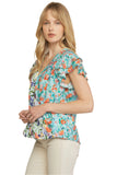 Mixed Print Surplice Top