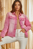 Embroidered Denim Jacket, Pink