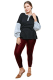 umgee henley color block top
