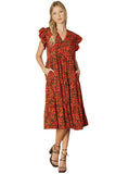 Entro Usa Floral Tiered Ruffle Midi Dress