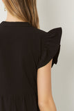 Ruffled Pocket Tiered Midi Dress, Black