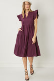 Entro Usa Ruffled Tiered Pocket Midi Dress