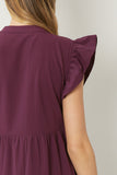 Ruffled Pocket Tiered Midi Dress, Eggplant
