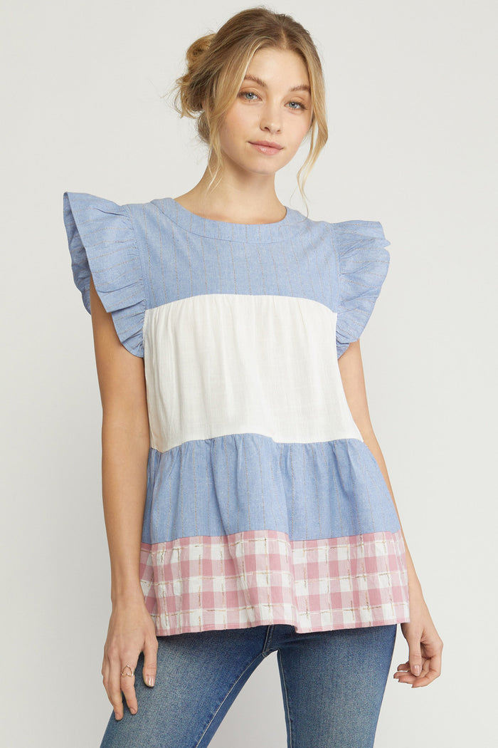 entro USA Mixed Print Tiered Top