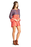 Tapestry Geometric Dress, Coral