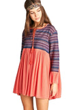 Tapestry Geometric Dress, Coral