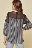 Floral Embroidered & Striped Top