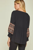 Aztec Embroidered Babydoll Top