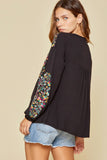 Floral Embroidered Top, Black