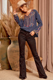 Embroidered Cotton Top, Midnight