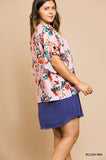 Floral Ruffle Sleeve Blouse, Blush
