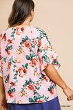 Floral Ruffle Sleeve Blouse, Blush