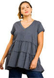 Tiered Ruffle Tunic, Slate