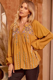Embroidered Lace Blouse, Mustard