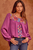 andree by unit / savanna jane Floral embroidered tunic top