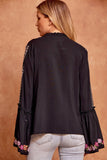 Floral Embroidered Blouse, Black