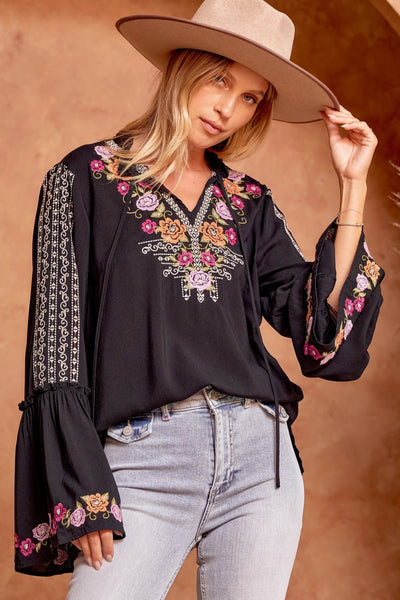 Bell Sleeve Embroidered Top andree by unit / savanna jane