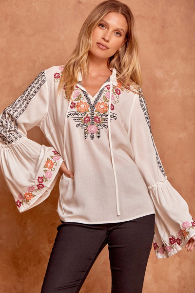 Bell Sleeve Embroidered Top andree by unit / savanna jane – Violet Skye  Boutique