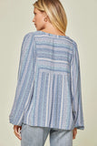 Floral Embroidered Babydoll Top, Blue