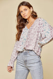 Floral Ruffle Sleeve Blouse