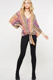 Snake Skin Kimono Blouse, Purple-Dusty Rose