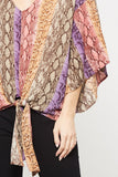 Snake Skin Kimono Blouse, Purple-Dusty Rose