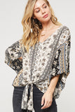 Floral Ornate Kimono Blouse