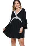 umgee layered ruffled bell sleeve crochet dress bohemian boho chic trendy modern