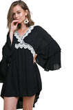 umgee layered ruffled bell sleeve crochet dress bohemian boho chic trendy modern