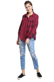 Plaid & Checkered Button Up Top, Red