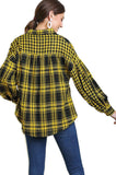 Plaid & Checkered Button Up Top, Yellow