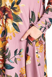 Floral Jersey Knit Trapeze Dress, Orchid