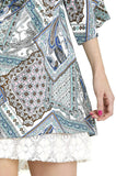 Paisley & Lace Cross Back Dress, Mocha & Cream