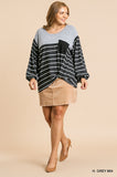Heathered Puff Sleeve Top, Gray Mix