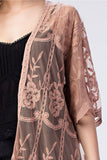 Milan Embroidered Lace Kimono, Mocha
