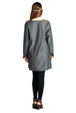 Fringe & Geometric Chambray Dress, Black
