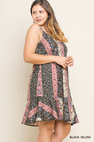 Floral Print Midi Dress, Black Blush