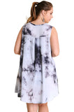 Tie Dye Sleeveless Keyhole Dress, Grey
