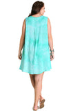 Tie Dye Sleeveless Keyhole Dress, Mint