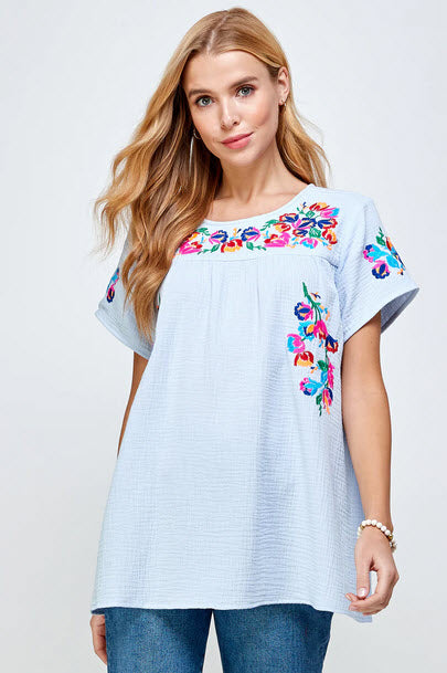 See and be Seen On the Border Embroidered Top