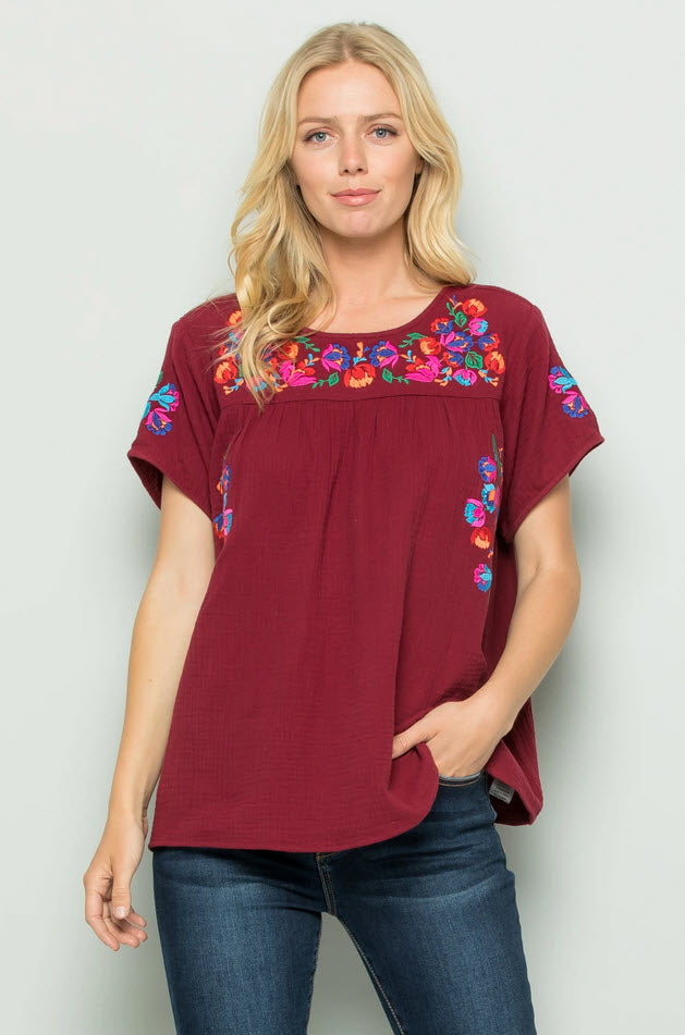 See and be Seen On the Border Embroidered Top