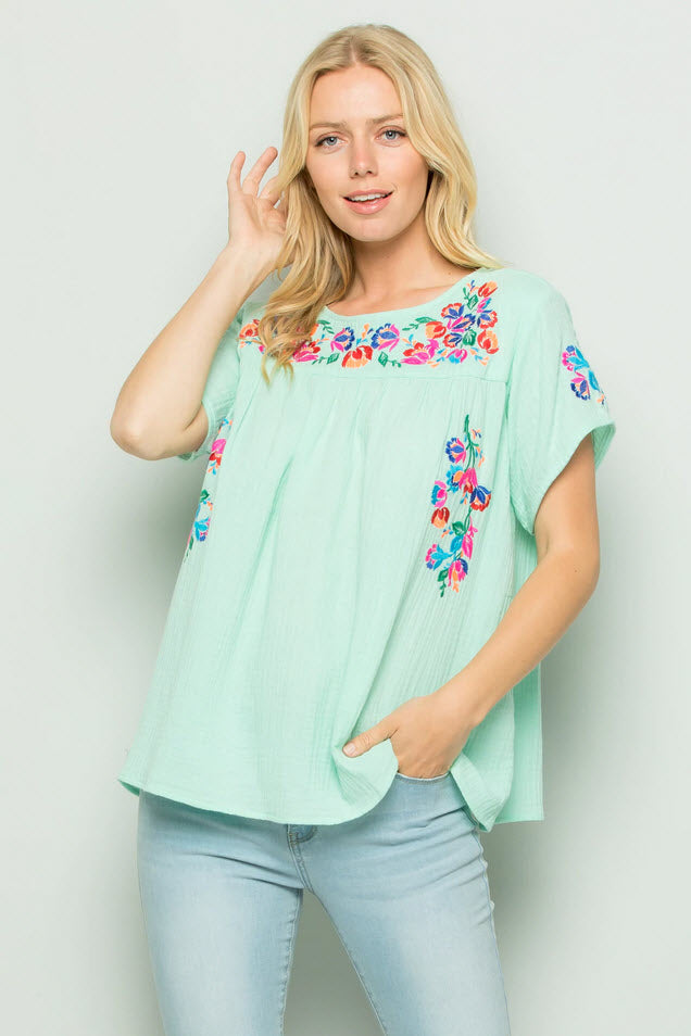 See and be Seen On the Border Embroidered Top