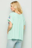 On the Border Embroidered Top, Pistachio