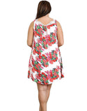 Floral Print Dress with Lace Details, Off White Mix