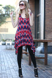 Brush Stroke Chevron Racer Back Tunic Tank