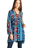 Geometric V-Neck Dress, Multi-Color