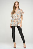 Satin Paisley Double V Shift Top