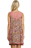 Paisley & Lace Sleeveless Dress, Mauve